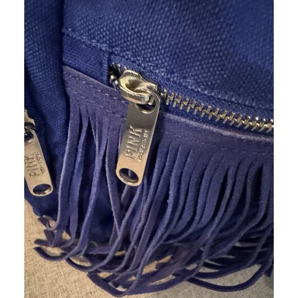 Victorias Secret PINK School Backpack Blue Denim Fringe - Picture 8 of 15